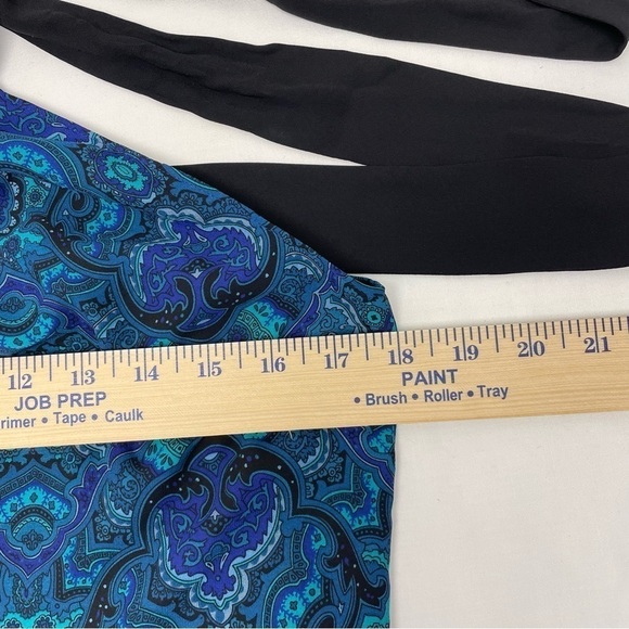 Tahari Turquoise and Black Halter Top Women’s Size XS Two-Tiered Ties at Neck - Picture 11 of 15